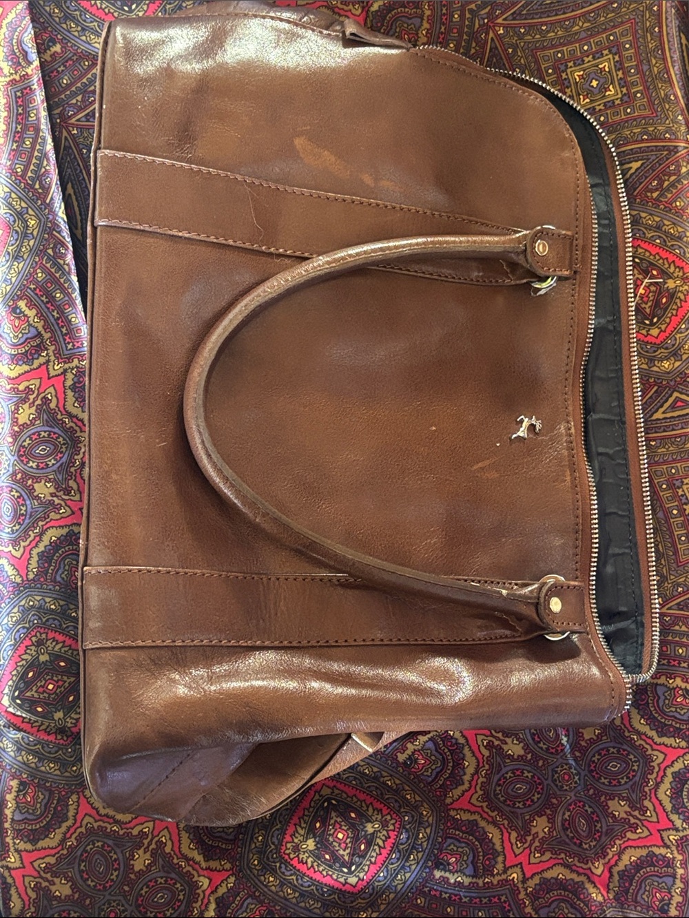 Brown Leather Tote Bag by Unknown Brand